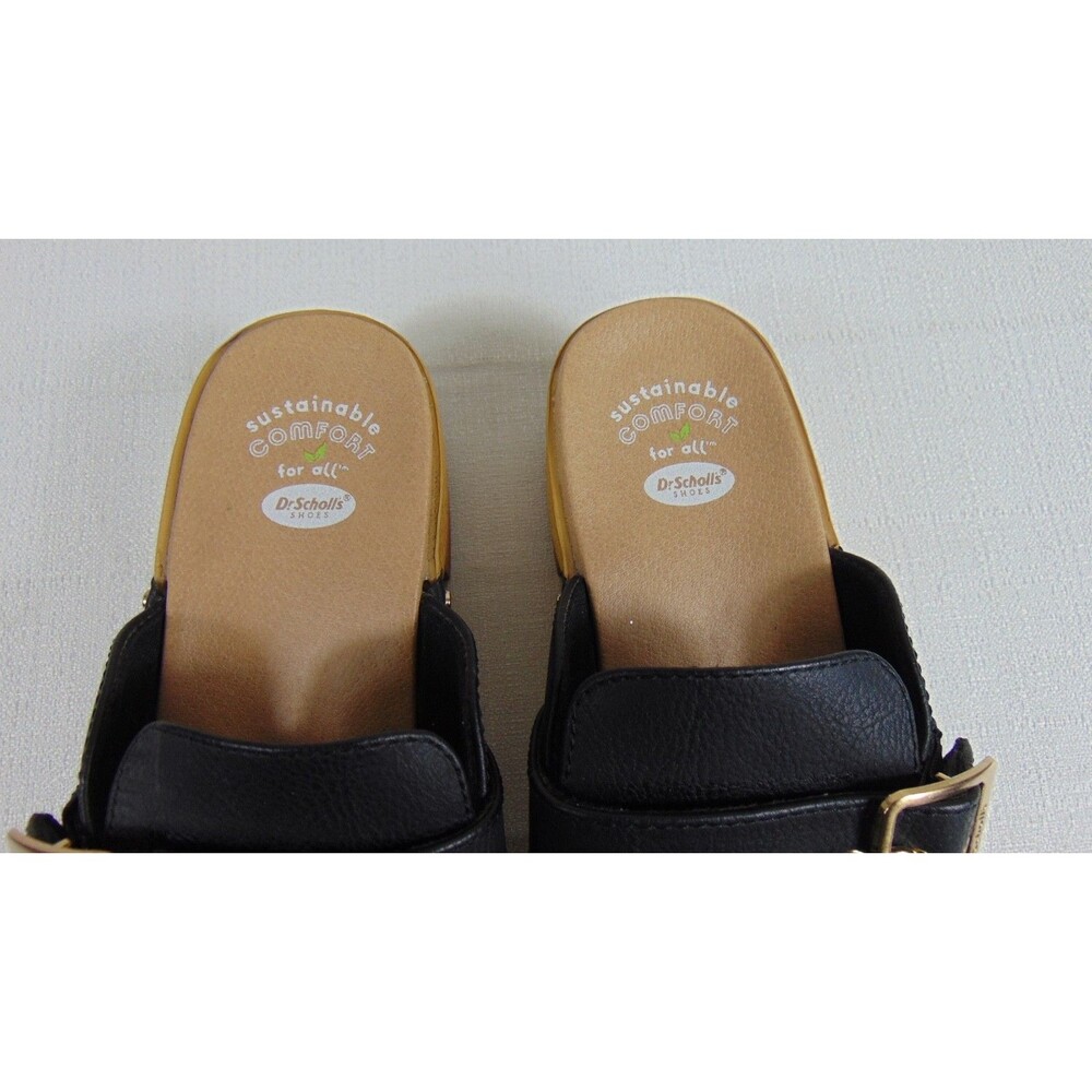 Dr. Scholl's Faux Wooden Bottom Classic Clogs Black Women's Size 6.5 Clog - Picture 4 of 9